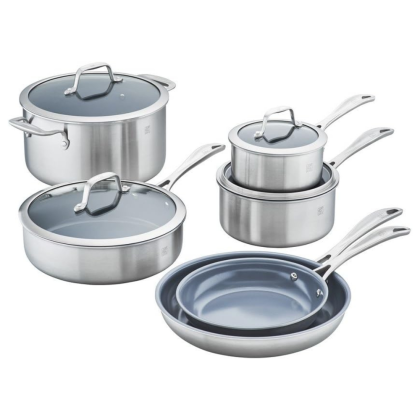 Zwilling Spirit 3-ply 10-pc Stainless Steel Ceramic Nonstick Pots and Pans Set