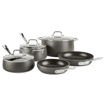 All-Clad HA1 Hard Anodized Nonstick Cookware Set, 8 Pieces, Black