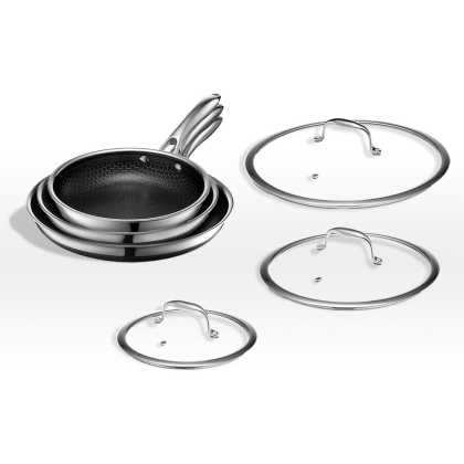 HexClad Hybrid Nonstick 6-Piece Fry Pan Set, 8, 10 and 12-Inch Frying Pans